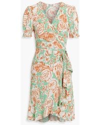 Diane von Furstenberg - Emilia Floral-Print Crepe Mini Wrap Dress - Lyst