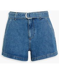 FRAME - Belted Denim Shorts - Lyst