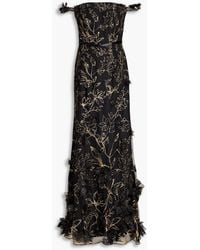 Marchesa - Floral-appliquéd Embroidered Tulle Gown - Lyst