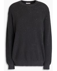 Brunello Cucinelli - Sequin-embellished Waffle-knit Cotton-blend Sweater - Lyst