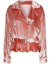 Fleur du Mal Velvet Biker Jacket Antique Rose - Multicolour
