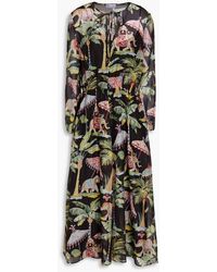 RED Valentino - Printed Cotton And Silk-blend Voile Midi Dress - Lyst