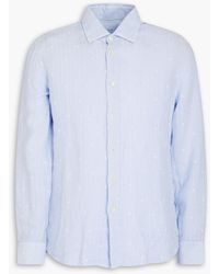 120% Lino - Pinstriped Embroidered Linen Shirt - Lyst