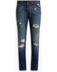 Dolce & Gabbana - Skinny jeans aus denim in distressed-optik - Lyst