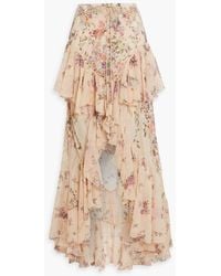 Camilla - Embellished Ruffled Floral-print Silk-georgette Maxi Skirt - Lyst