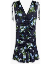 Veronica Beard - Jackson Ruched Floral-Print Silk-Blend Mini Dress - Lyst