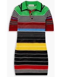 Zankov - Antibes Striped Open-knit Cotton Mini Dress - Lyst