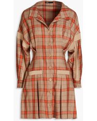 Maje - Ravellino Pleated Checked Flannel Shirt Dress - Lyst