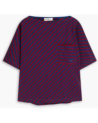 Tory Burch - Logo-embroidered Striped Cotton-jersey T-shirt - Lyst
