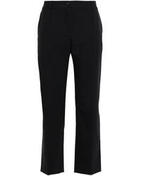 Dolce & Gabbana Cropped Satin-trimmed Stretch-wool Tapered Trousers - Black