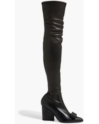 Ferragamo - Verity Bow-embellished Leather Over-the-knee Boots - Lyst