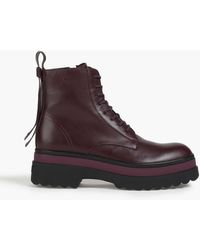 Red(V) - Bow-detailed Leather Combat Boots - Lyst