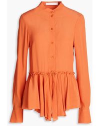 See By Chloé - Gathered Crepe De Chine Peplum Top - Lyst