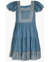 Sea - Fernanda Pintucked Floral-print Cotton Mini Dress - Lyst