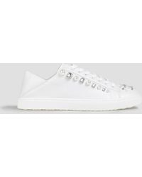 Stuart Weitzman - Goldie Embellished Leather Sneakers - Lyst
