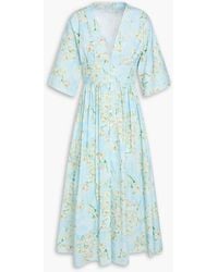 Emilia Wickstead - Elowen Pleated Floral-print Cotton-poplin Midi Dress - Lyst
