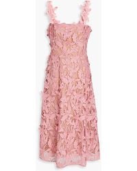 Marchesa - Flared Guipure Lace Midi Dress - Lyst