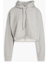 Ganni - Cropped Oversized French Cotton-Terry Hoodie - Lyst