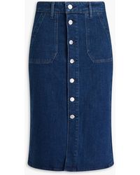PAIGE - Meadow Denim Midi Skirt - Lyst
