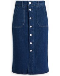 PAIGE - Meadow Denim Midi Skirt - Lyst