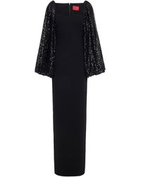 Solace London Off-the-shoulder Sequin-embellished Stretch-crepe Gown - Black