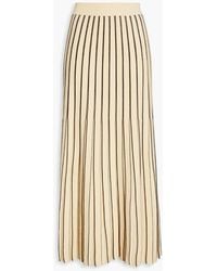 Tory Burch - Pleated Striped Knitted Midi Skirt - Lyst