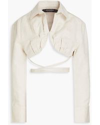 Jacquemus - Baci Cropped Underwired Cotton And Linen-blend Shirt - Lyst