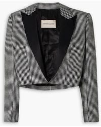 Alexandre Vauthier - Cropped Satin-trimmed Metallic Houndstooth Wool-blend Blazer - Lyst