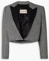 Alexandre Vauthier - Cropped Satin-trimmed Metallic Houndstooth Wool-blend Blazer - Lyst