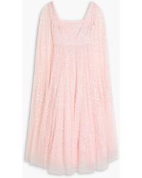 Needle & Thread - Scatter Dot Cape-Effect Sequin-Embellished Tulle Gown - Lyst