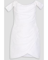 Costarellos - Off-the-shoulder Draped Linen Mini Dress - Lyst