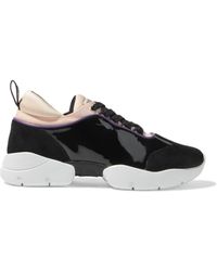 Emilio Pucci City Wave Patent-leather, Suede And Neoprene Sneakers Black