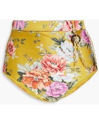 Zimmermann - Hoch sitzendes bikini-höschen mit floralem print und kettendetail - Lyst