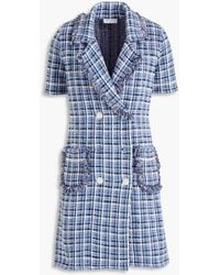 Sandro - Ludivine Double-breasted Checked Cotton-blend Bouclé-tweed Mini Dress - Lyst