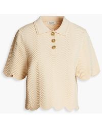 Sandro - Cropped Scalloped Ribbed-knit Polo Shirt - Lyst