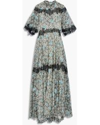 Valentino Garavani - Lace-trimmed Printed Silk-chiffon Maxi Dress - Lyst