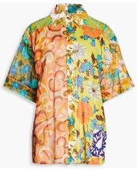Zimmermann - Appliquéd Floral-print Cotton Shirt - Lyst