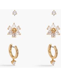 Kate Spade - Set Of Three Gold-tone Crystal Earrings - Lyst