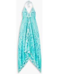 Etro - Asymmetric Open-back Paisley-print Silk-faille Maxi Dress - Lyst
