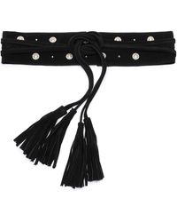 Maje Tassel-trimmed Embellished Suede Belt Black