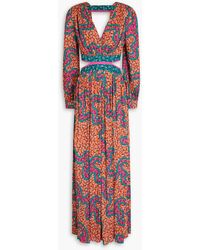 Diane von Furstenberg - Jenifer Cutout Printed Mousseline Maxi Dress - Lyst