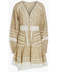 Veronica Beard - Addilyn button-embellished cotton mini dress - Lyst