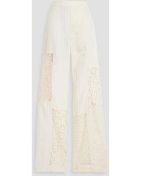 Zimmermann - Patchwork Lace-paneled Linen And Silk-blend Jacquard Wide-leg Pants - Lyst