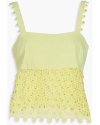 Jonathan Simkhai - Dorian Guipure Lace-Paneled Linen-Blend Top - Lyst