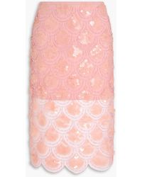 ROTATE BIRGER CHRISTENSEN - Embellished Tulle Midi Pencil Skirt - Lyst