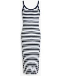 James Perse - Striped Ribbed Linen-Blend Midi Dress - Lyst