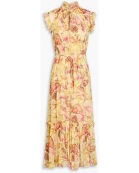 Zimmermann - Ruffled Floral-print Crepon Midi Dress - Lyst