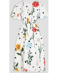 LEO LIN - Open-back Printed Cotton Midi Dress - Lyst
