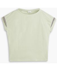 Brunello Cucinelli - Bead-embellished Cotton-jersey T-shirt - Lyst