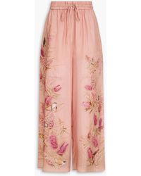 Zimmermann - Printed Silk-crepe Wide-leg Pants - Lyst